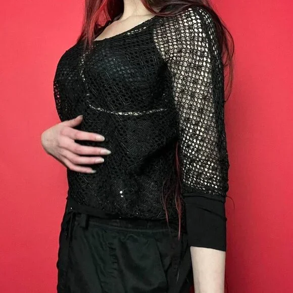 Fashion fair / Sparkly sheer mid sleeve sweater 🖤​​​ - Picture 4 of 7